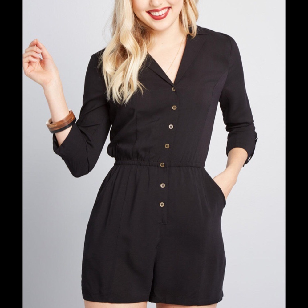 ModCloth So Field with Joy Romper (Black)
